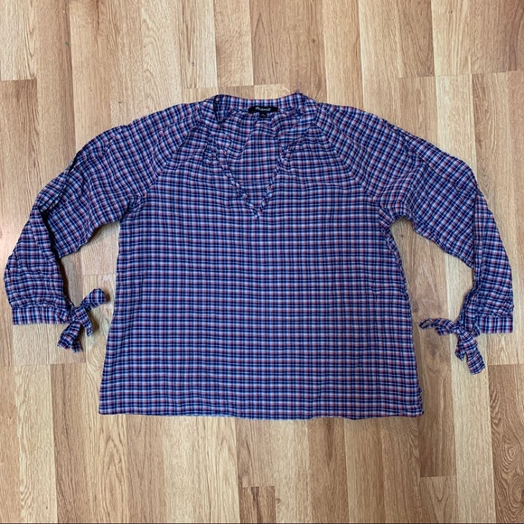 Madewell Tie-Sleeve Popover Top in Whitby Plaid - Picture 4 of 11